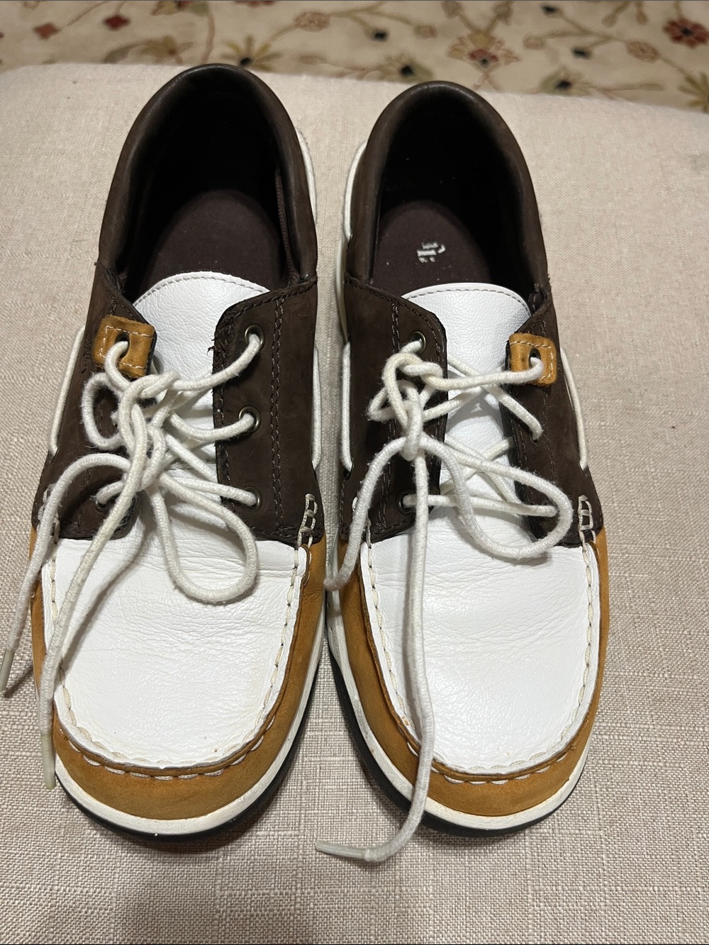 Timberland White, Brown & Tan Leather Boat Shoes